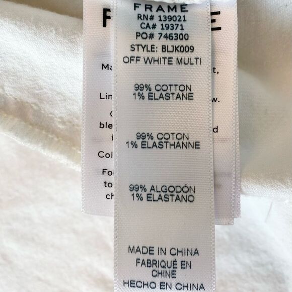 Frame Block Denim Jacket Contrast Collar XS X-Small Off White Black Raw Hem - Picture 6 of 8